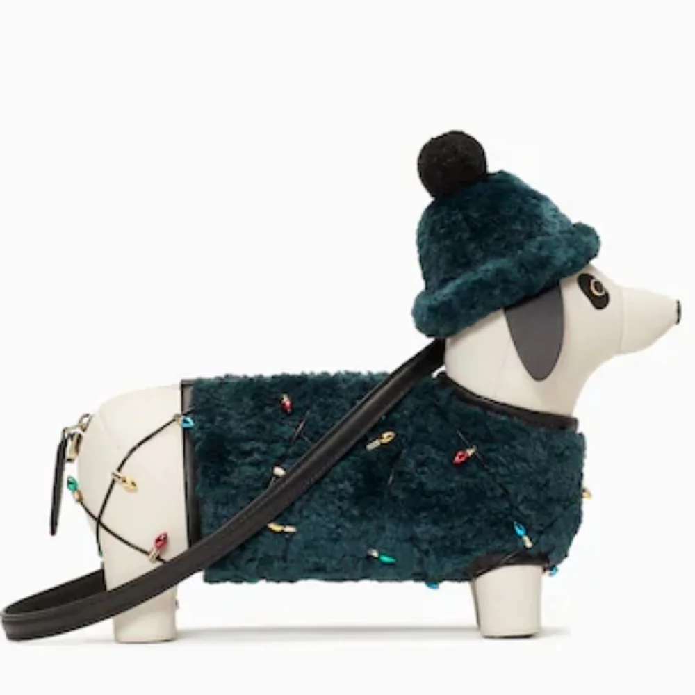 🙀KATE SPADE 😊Claude Dachshund Purse in Peacock Sapphire Multi Shoulder Ba